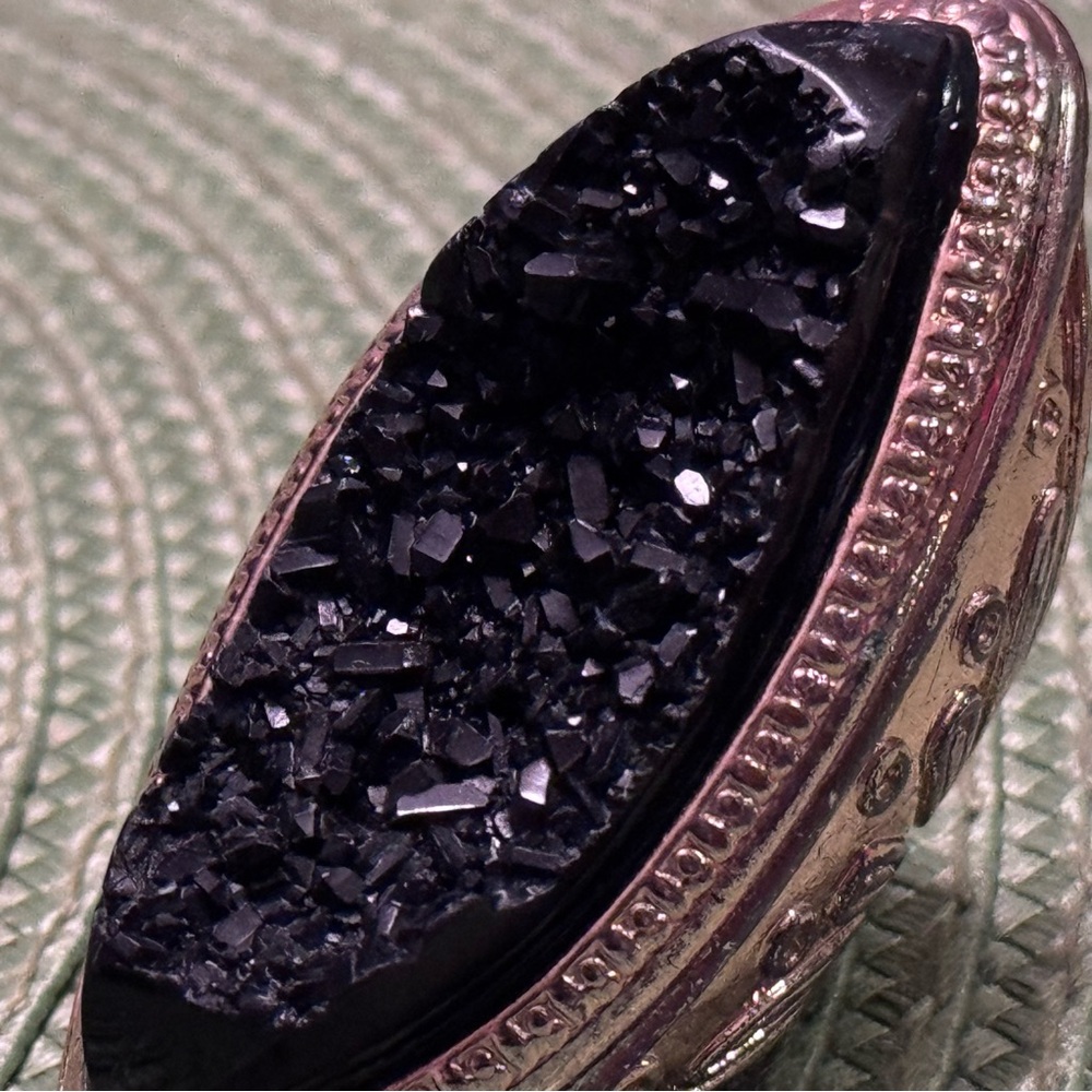 Elegant Black Druzy Statement Ring